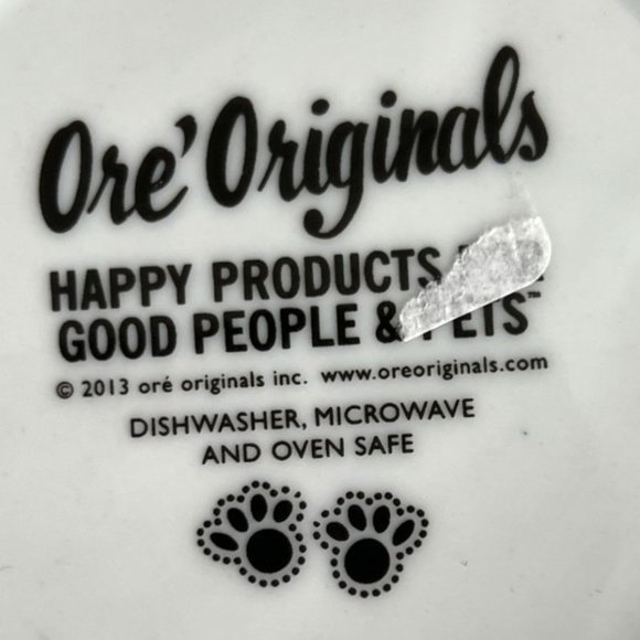NWOT! Ceramic Pet Food Dish Water Bowl Ore’ Originals Embossed Blue Paws - Picture 6 of 6